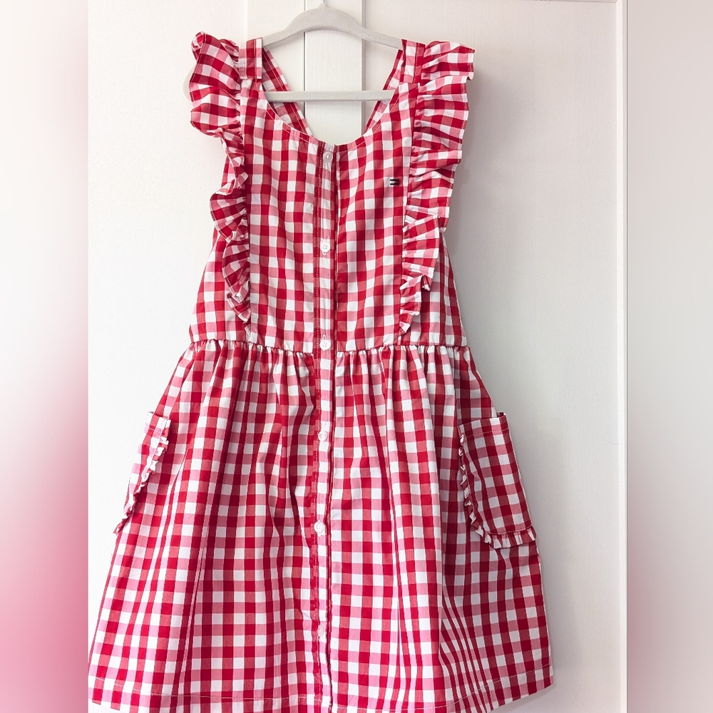 Tommy Hilfiger, Girls Gingham Pinafore Dress, Size 6